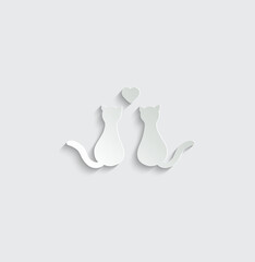 two cats love sign icon
