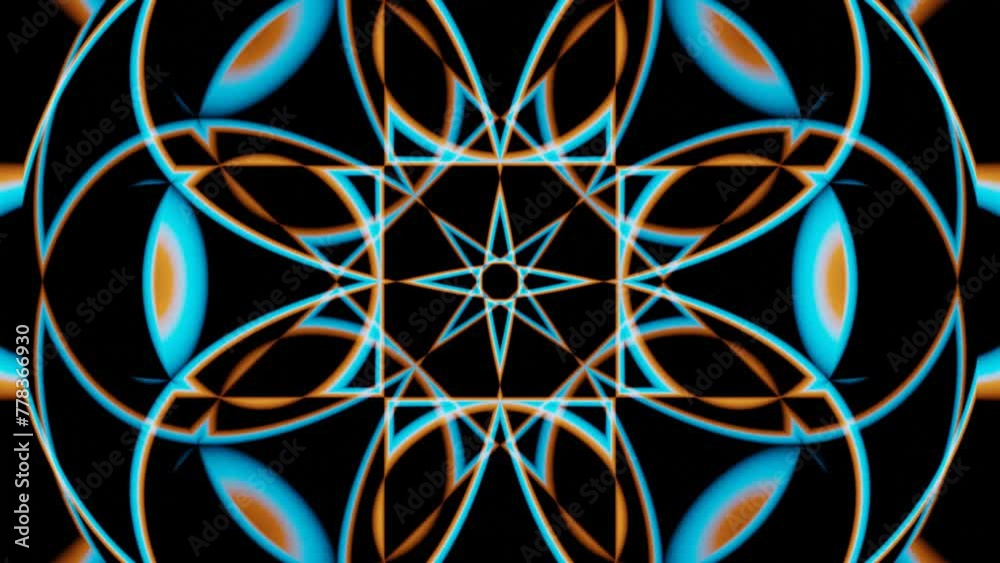 Poster a looped animation showcases a symmetrical array of geometric shapes, pulsating and intertwining in 