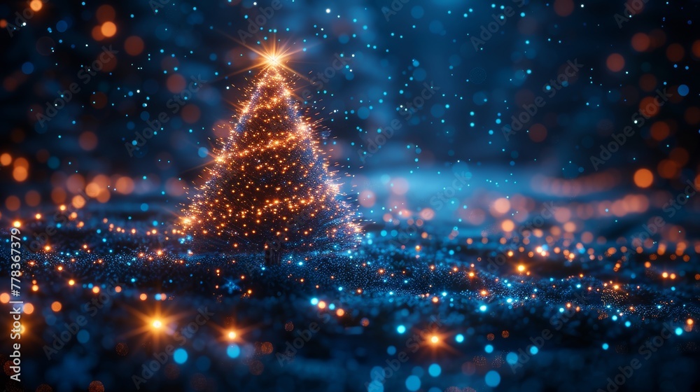 Leinwandbilder an image of a christmas tree on a christmas poster in computer technology style. an image of a new y