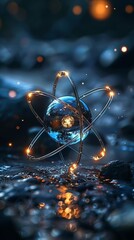 Picture an atom emitting a luminous, pearlwhite glow, its atomic structure a testament to the elegance of the natural world, no contrast
