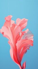 Pink petals of a flower in an abstract style on a blue background.