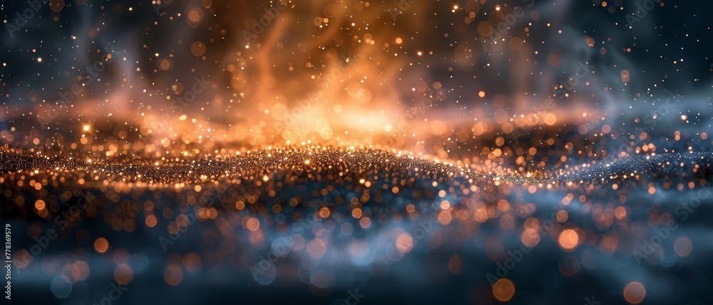 Poster with real lens flare and backlit dust particles