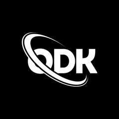 ODK logo. ODK letter. ODK letter logo design. Initials ODK logo linked with circle and uppercase monogram logo. ODK typography for technology, business and real estate brand.