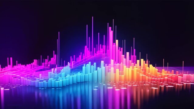 An image capturing a vibrant sound wave against a pitch-black background, Abstract representation of a fluctuating stock market graph, AI Generated