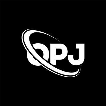 OPJ logo. OPJ letter. OPJ letter logo design. Initials OPJ logo linked with circle and uppercase monogram logo. OPJ typography for technology, business and real estate brand.