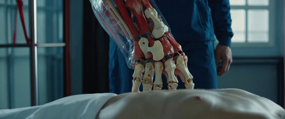 Medical Healthcare Highlighted bones of man at physiotherapy