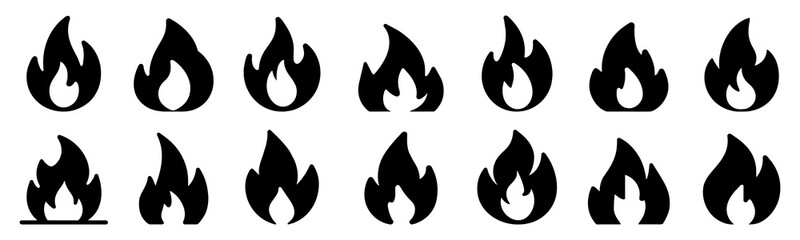 Fire icon vector set. Fire flame symbol. Flame icon collection.