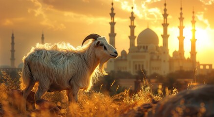 Obraz premium Goat With eid Background Generated with Ai tools