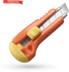 Segmented blade utility knife 3d vector icon