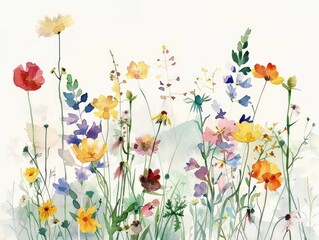 Watercolor bouquet of wildflowers representing growth and resilience