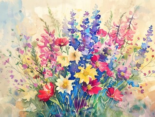 Watercolor bouquet of wildflowers representing growth and resilience