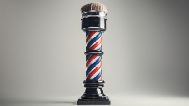 Classic image of a striped barber pole against a backdrop for design