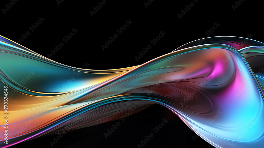 Poster vibrant abstract waveform with fluid motion and colorful gradients.