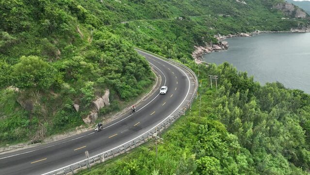 Aerial view of Hai Van pass from Hue to Da Nang, Bach Ma mountain, Hue area, Vietnam.