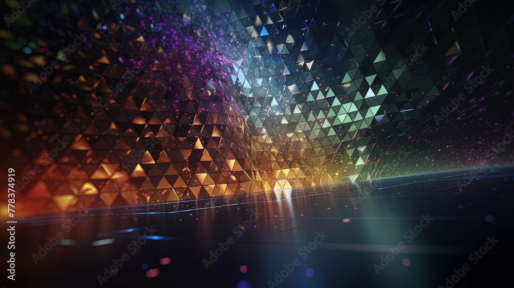 Poster Abstract background with structure of neon triangles and technology style.