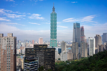 Majestic Taipei 101 Towers Over the Bustling City, Clear Day in Taipei