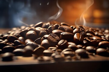coffee beans on black background. Generated AI