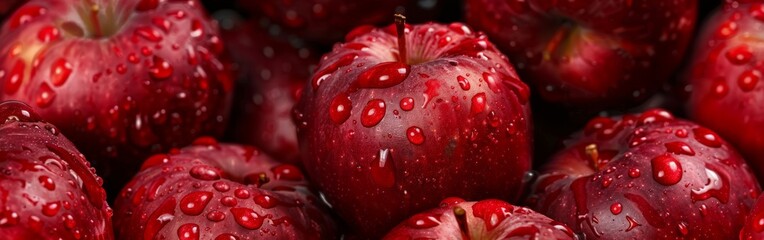 Fresh Red Apples With Water Drops