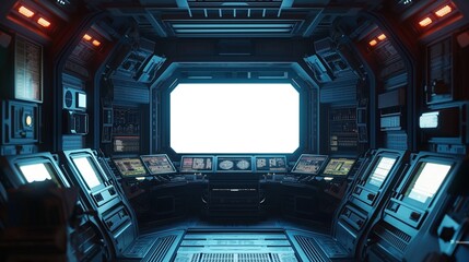Mockup of large screen/window on spaceship, AI-generative