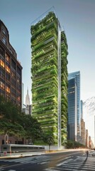 Fototapeta na wymiar Urban vertical farms, skyscraper harvests, city fed