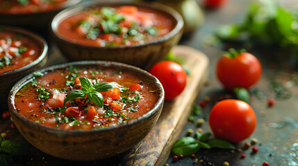 Spanish Gazpacho on Decorated Table