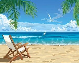Beach chair clipart for relaxing by the shore.