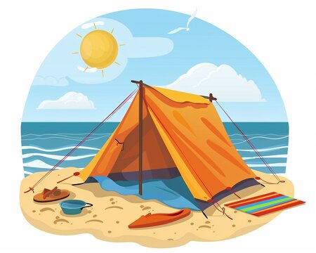 recommend clip art: Beach tent clipart providing shelter from the sun.