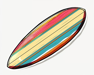 Surfboard clipart with colorful stripes.