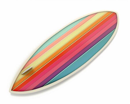 Surfboard clipart with colorful stripes.