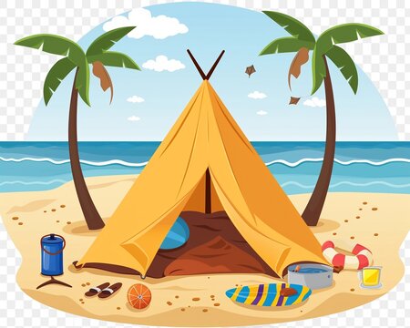 Beach Tent Clipart With Open Flaps.