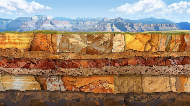 Create a rock layers timeline representing chronological dating techniques in paleontology