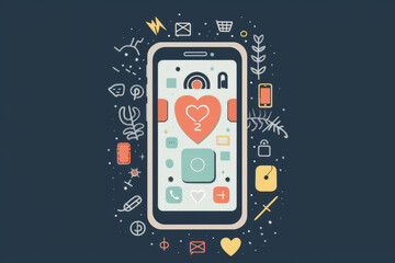 Depict accessible wellness tools showcasing mobile applications for mental health support