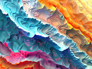 Fractal futuristic background, 3D render clay style, Abstract geometric shape theme, colorful