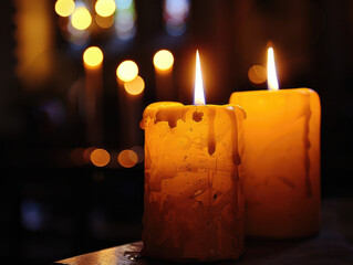 Holy Saturday eve, a candlelit vigil waiting for the radiant morn, sacred and blessed - obrazy, fototapety, plakaty