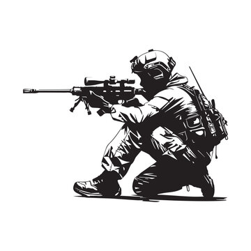 recommend clip art: Silhouette sniper in action, Illustration Of Sniper