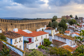 Roofs of Obidos Castle in Portugal