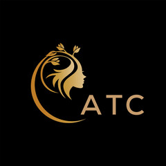 ATC letter logo. best beauty icon for parlor and saloon yellow image on black background. ATC Monogram logo design for entrepreneur and business.	
