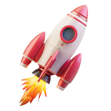 3d rendering rocket icon toon style.