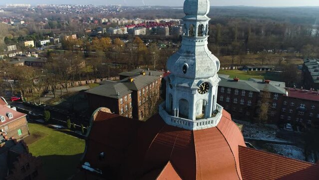 Church In The Historic Housing Estate Nikiszowiec Katowice From The Aerial View