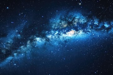 Milky way is visible in the dark night sky. Beautiful starry background with galaxy nebula