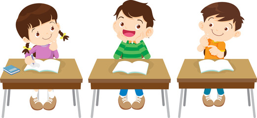 students and teacher in classroom children learning education concept