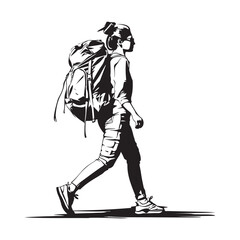 Passenger woman with backpack luggage walking Vector Image