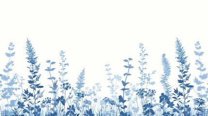 Obraz premium A field of flowers in shades of blue and white