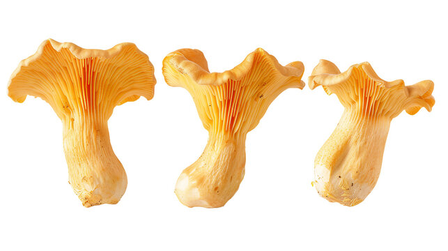 Vibrant Chanterelle Mushroom Captured on Transparent Background, Ideal for Culinary Projects, Representing Organic, Fresh Ingredients for Gourmet Dishes