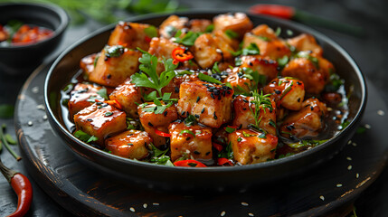 Teriyaki Tofu Stir-Fry on Decorated Table