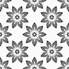 Seamless vector black and white pattern with mandala. Abstract oriental vector mandala background. Vintage decorative elements. Islam, Arabic, Indian, ottoman motifs. For textile, fabric and paper. - 778386590