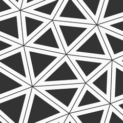 Abstract geometric low poly seamless vector pattern with triangles. Filled triangular shapes. Minimalistic design. Low poly art. Vector monochrome polygonal background. - 778386712