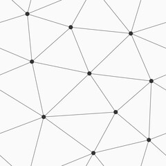 Abstract geometric low poly seamless vector pattern with triangles and dots. Polygonal structure of connected dots and lines. Vector monochrome polygonal background.