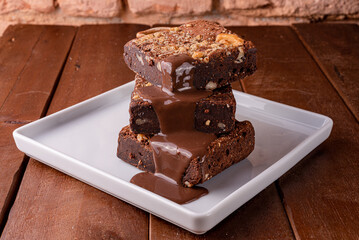 Brownies and vanilla ice cream