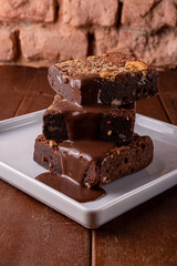 Brownies and vanilla ice cream